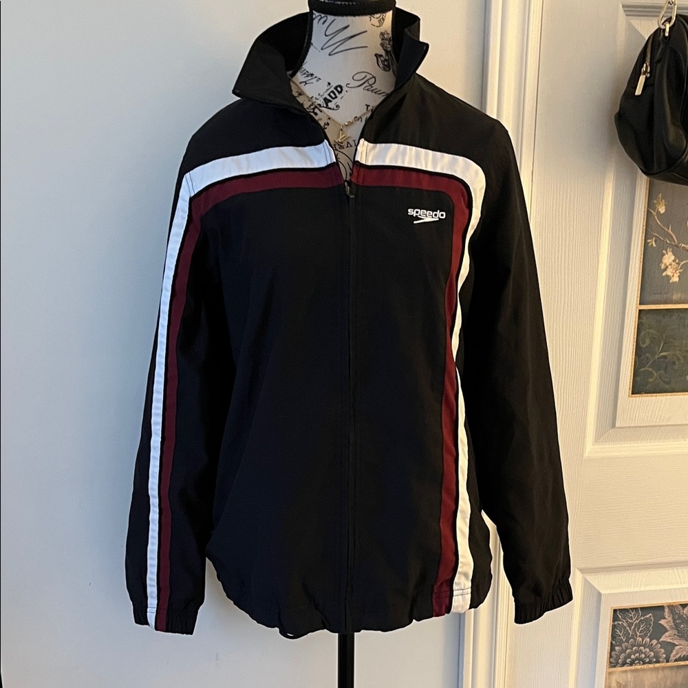 😃Speedo Black Jacket with Red and White Accents